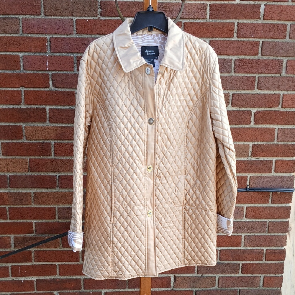 Dennis Basso Quilted Cream Puffer Jacket